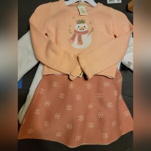 Peach Snowman Kids Sweater Cynthia Rowley 3T Faux Fur White Jacket